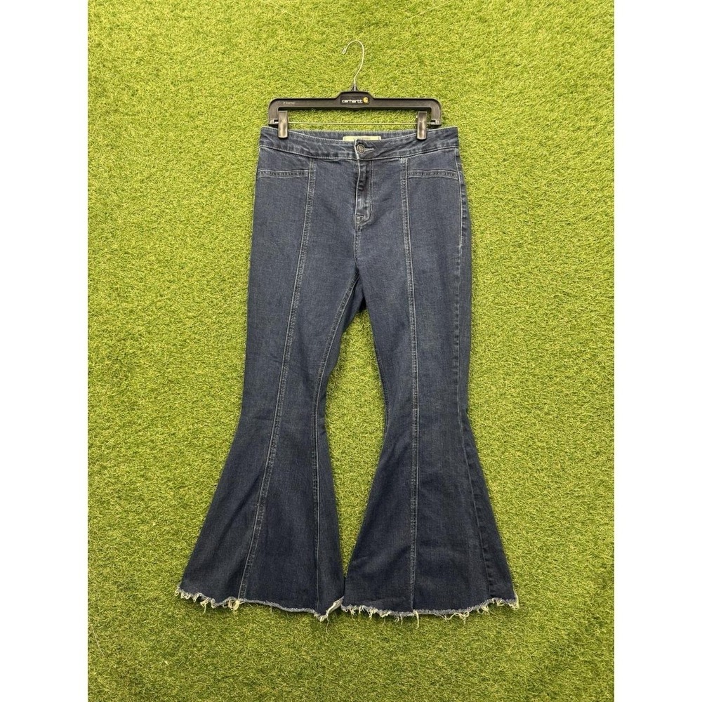 Rock & Roll Denim Womens 30x34 High Rise Trouser Bootcut Flare Jeans Blue Y2K